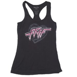 FMF Tank Top Womens XS Racerback Heart Graphic Black Cotton